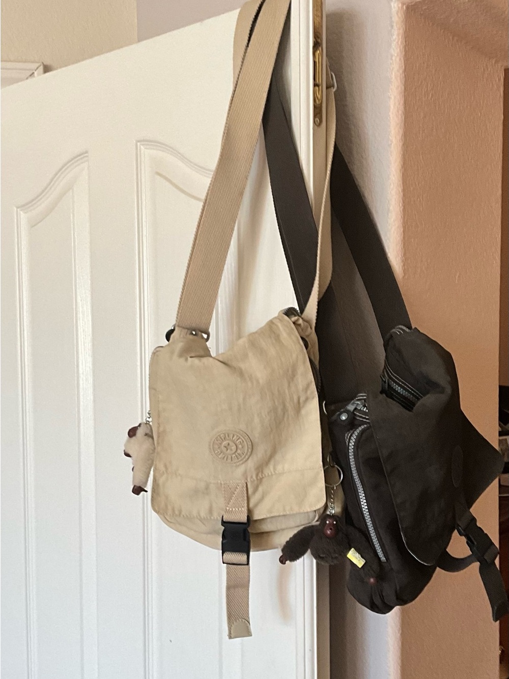 Kipling Beige Crossbody Bag with Brown Accent